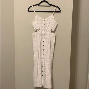 Madewell Windowpane Cutout Midi Dress - White